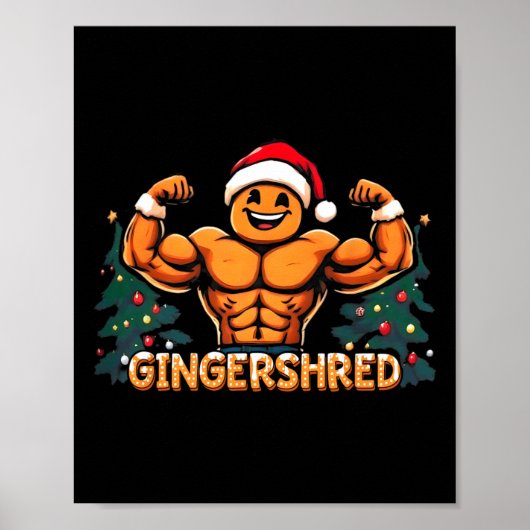 Gingershred Funny Gingerbread Man Gym Bodybuilding Poster (Vorne)