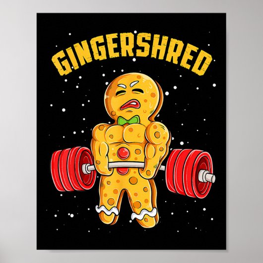 Gingershred Funny Gingerbread Man Gym Bodybuilding Poster (Vorne)
