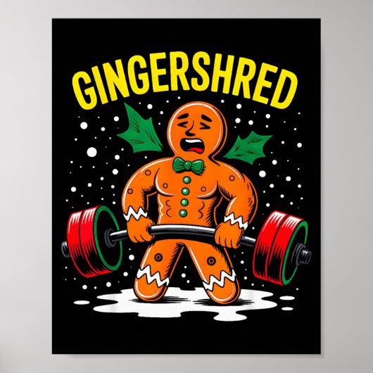 Gingershred Funny Gingerbread Man Gym Bodybuilding Poster (Vorne)