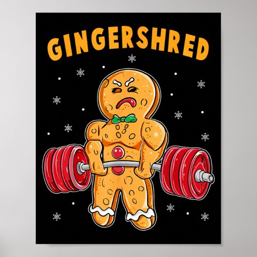 Gingershred Funny Gingerbread Man Gym Bodybuilding Poster (Vorne)