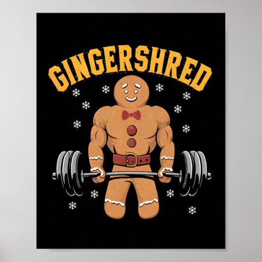 Gingershred Funny Gingerbread Man Gym Bodybuilding Poster (Vorne)