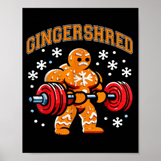 Gingershred Funny Gingerbread Man Gym Bodybuilding Poster (Vorne)