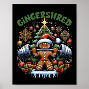 Gingershred Funny Gingerbread Man Gym Bodybuilding Poster
