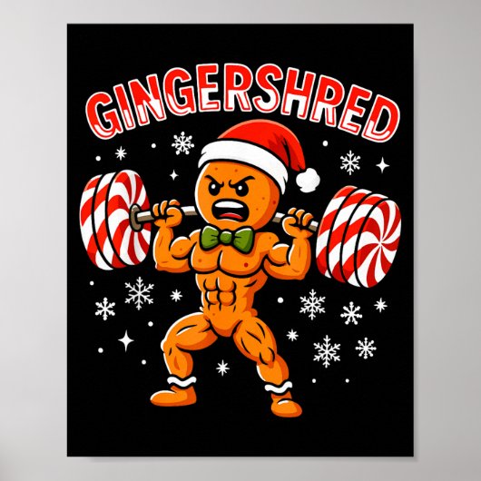 Gingershred Funny Gingerbread Man Gym Bodybuilding Poster (Vorne)