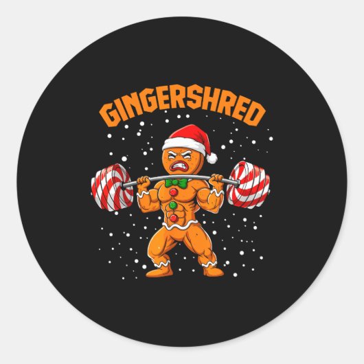 Gingershred Funny Gingerbread Man Gym Bodybuilding Runder Aufkleber (Vorderseite)