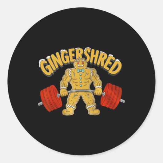 Gingershred Funny Gingerbread Man Gym Bodybuilding Runder Aufkleber (Vorderseite)