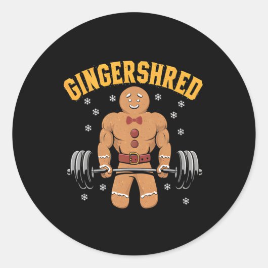 Gingershred Funny Gingerbread Man Gym Bodybuilding Runder Aufkleber (Vorderseite)