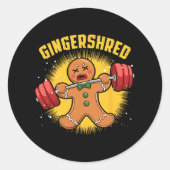 Gingershred Funny Gingerbread Man Gym Bodybuilding Runder Aufkleber (Vorderseite)