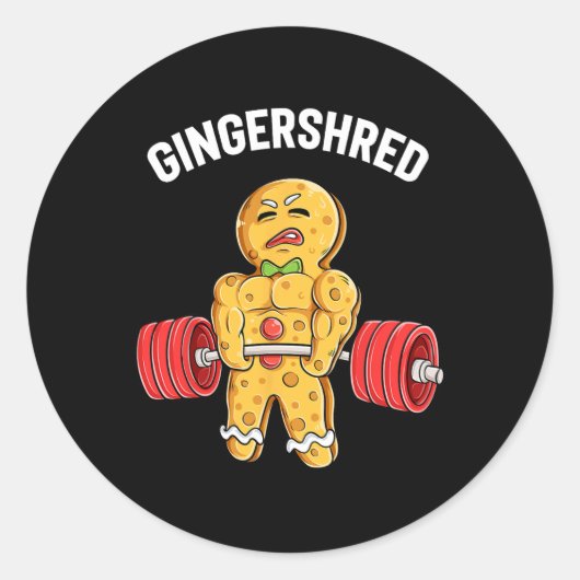 Gingershred Funny Gingerbread Man Gym Bodybuilding Runder Aufkleber (Vorderseite)