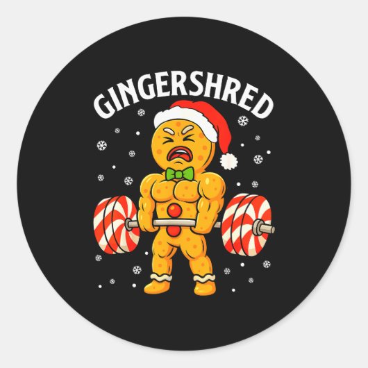 Gingershred Funny Gingerbread Man Gym Bodybuilding Runder Aufkleber (Vorderseite)