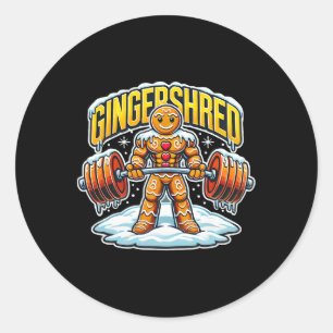 Gingershred Funny Gingerbread Man Gym Bodybuilding Runder Aufkleber