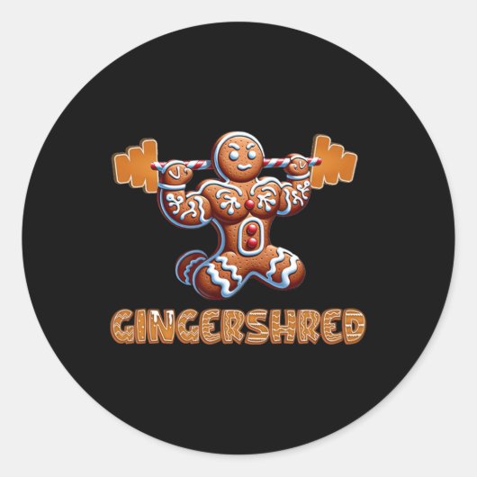 Gingershred Funny Gingerbread Man Gym Bodybuilding Runder Aufkleber (Vorderseite)