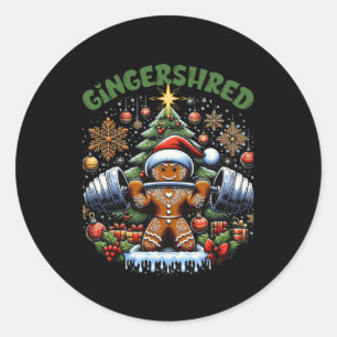 Gingershred Funny Gingerbread Man Gym Bodybuilding Runder Aufkleber
