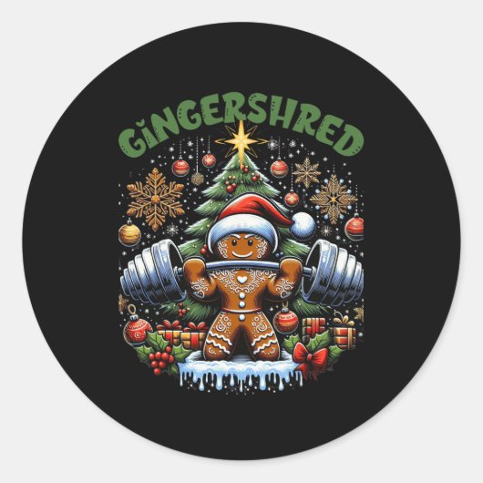 Gingershred Funny Gingerbread Man Gym Bodybuilding Runder Aufkleber (Vorderseite)