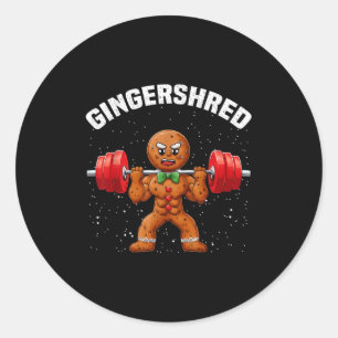 Gingershred Funny Gingerbread Man Gym Bodybuilding Runder Aufkleber
