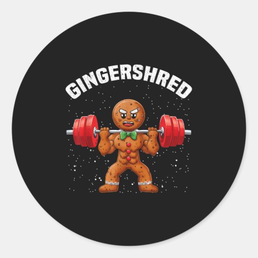 Gingershred Funny Gingerbread Man Gym Bodybuilding Runder Aufkleber (Vorderseite)