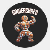 Gingershred Funny Gingerbread Man Gym Bodybuilding Runder Aufkleber (Vorderseite)