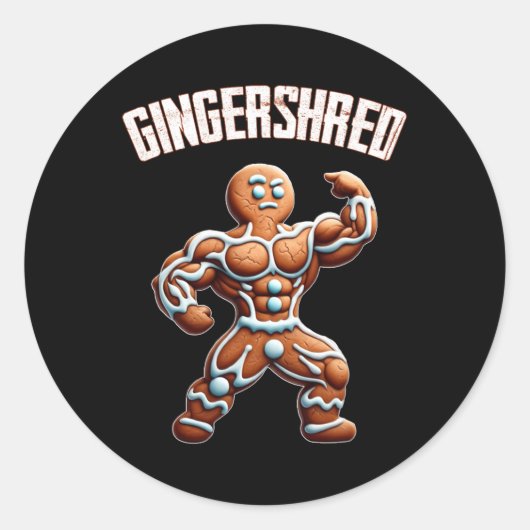 Gingershred Funny Gingerbread Man Gym Bodybuilding Runder Aufkleber (Vorderseite)