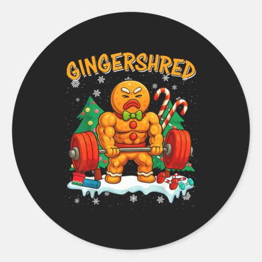 Gingershred Funny Gingerbread Man Gym Bodybuilding Runder Aufkleber (Vorderseite)