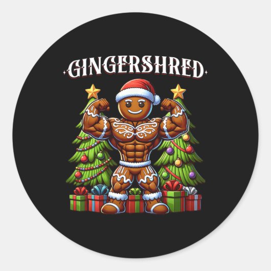 Gingershred Funny Gingerbread Man Gym Bodybuilding Runder Aufkleber (Vorderseite)