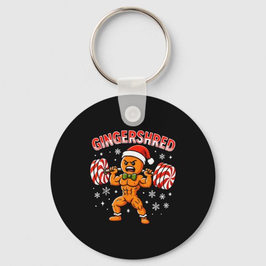 Gingershred Funny Gingerbread Man Gym Bodybuilding Schlüsselanhänger (Vorderseite)