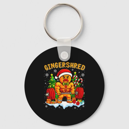 Gingershred Funny Gingerbread Man Gym Bodybuilding Schlüsselanhänger (Vorderseite)