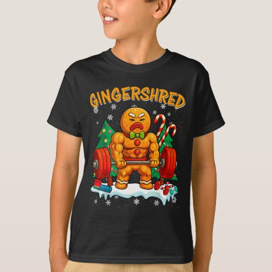 Gingershred Funny Gingerbread Man Gym Bodybuilding T-Shirt (Vorderseite)