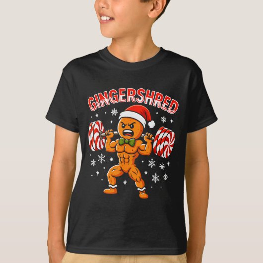 Gingershred Funny Gingerbread Man Gym Bodybuilding T-Shirt (Vorderseite)