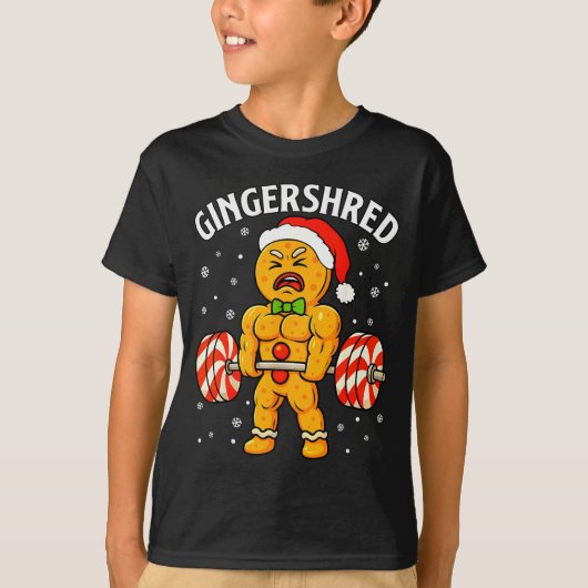 Gingershred Funny Gingerbread Man Gym Bodybuilding T-Shirt (Vorderseite)