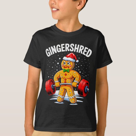 Gingershred Funny Gingerbread Man Gym Bodybuilding T-Shirt (Vorderseite)