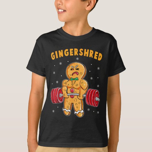Gingershred Funny Gingerbread Man Gym Bodybuilding T-Shirt (Vorderseite)