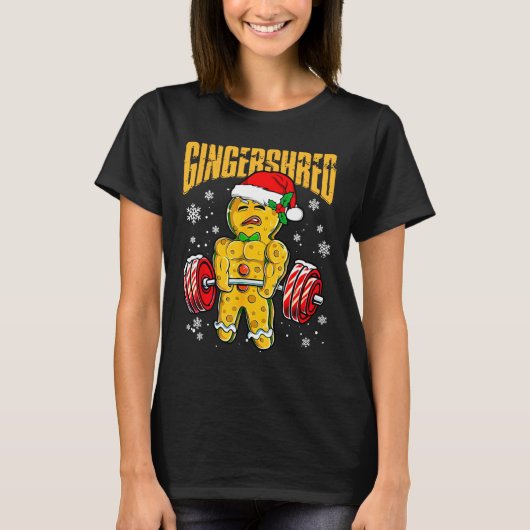 Gingershred Funny Gingerbread Man Gym Bodybuilding T-Shirt (Vorderseite)