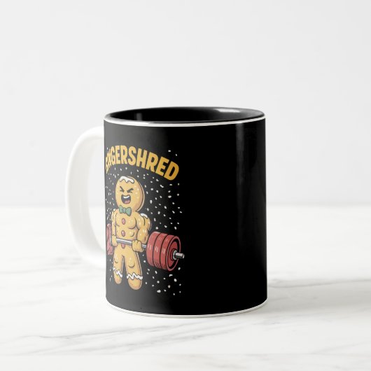 Gingershred Funny Gingerbread Man Gym Bodybuilding Zweifarbige Tasse (Vorderseite Links)