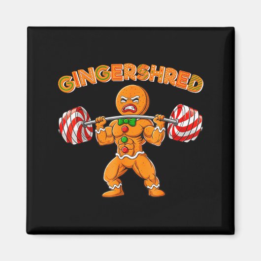 Gingershred Funny Men Gym Bodybuilding Gingerbread Magnet (Vorne)