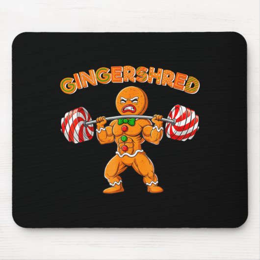 Gingershred Funny Men Gym Bodybuilding Gingerbread Mousepad (Vorne)