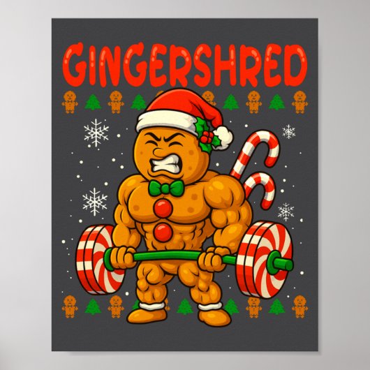Gingershred Gingerbread Lifting Funny Christmas Gy Poster (Vorne)