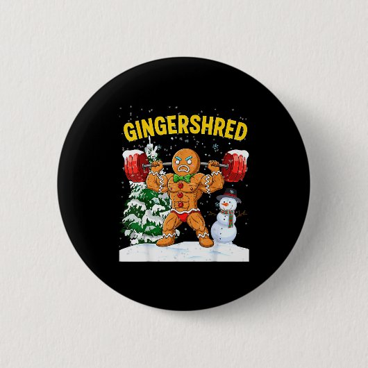 Gingershred Gingerbread Man Bodybuilding Christmas Button (Vorderseite)