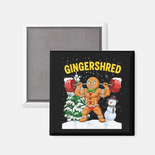 Gingershred Gingerbread Man Bodybuilding Christmas Magnet (Vorderseite/Rückseite)