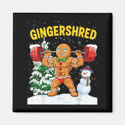 Gingershred Gingerbread Man Bodybuilding Christmas Magnet (Vorne)