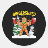 Gingershred Gingerbread Man Bodybuilding Christmas Runder Aufkleber (Vorderseite)