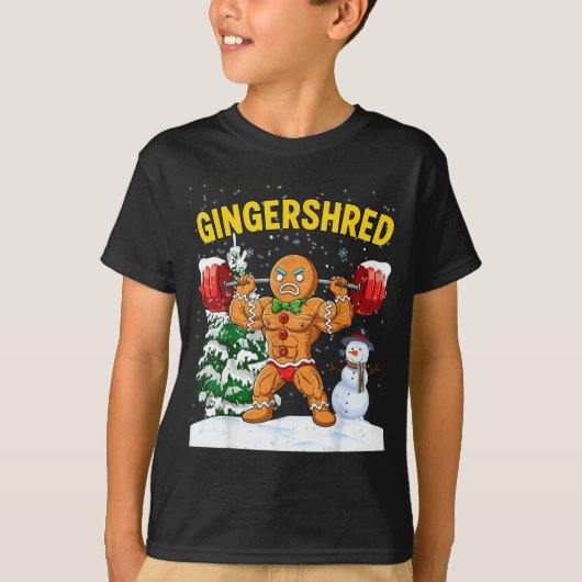 Gingershred Gingerbread Man Bodybuilding Christmas T-Shirt (Vorderseite)