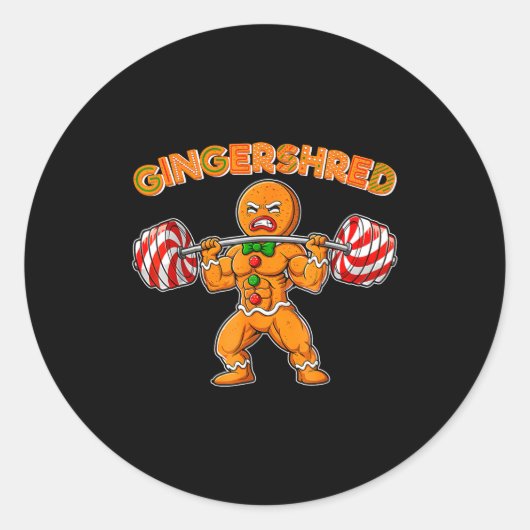 Gingershred Gingerbread Workout Pjs Christmas Xmas Runder Aufkleber (Vorderseite)