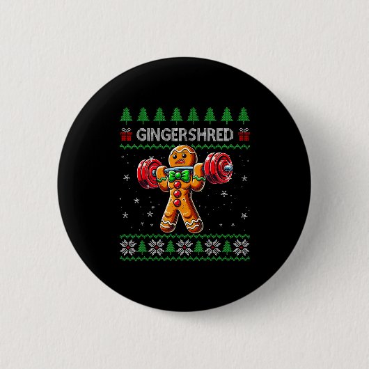 Gingershred Gym Christmas Ugly Sweater Gingerbread Button (Vorderseite)