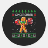 Gingershred Gym Christmas Ugly Sweater Gingerbread Runder Aufkleber (Vorderseite)