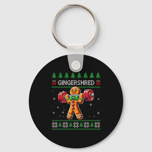 Gingershred Gym Christmas Ugly Sweater Gingerbread Schlüsselanhänger (Vorderseite)