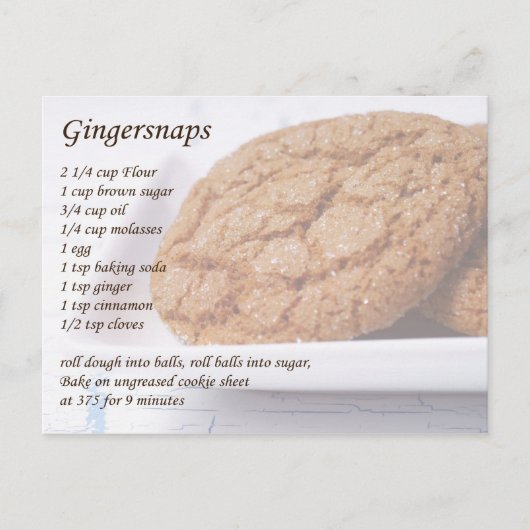 Gingersnaps Rezept Postkarte (Vorderseite)