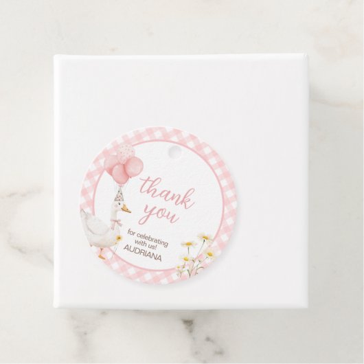 Gingham Albern Goose Birthday Party Geschenkanhänger (Beispiel)