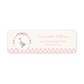Gingham-Alberner-Gans-Baby-Shower-Rücksendeadresse (Vorne)