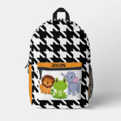 Gingham Animal Individuelle Name Links-Handed Kids Bedruckter Rucksack (Vorderseite)