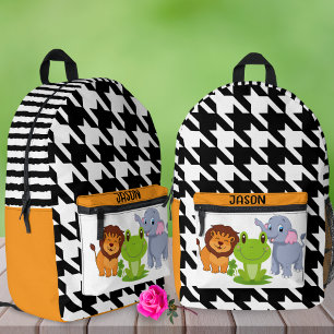 Gingham Animal Individuelle Name Links-Handed Kids Bedruckter Rucksack